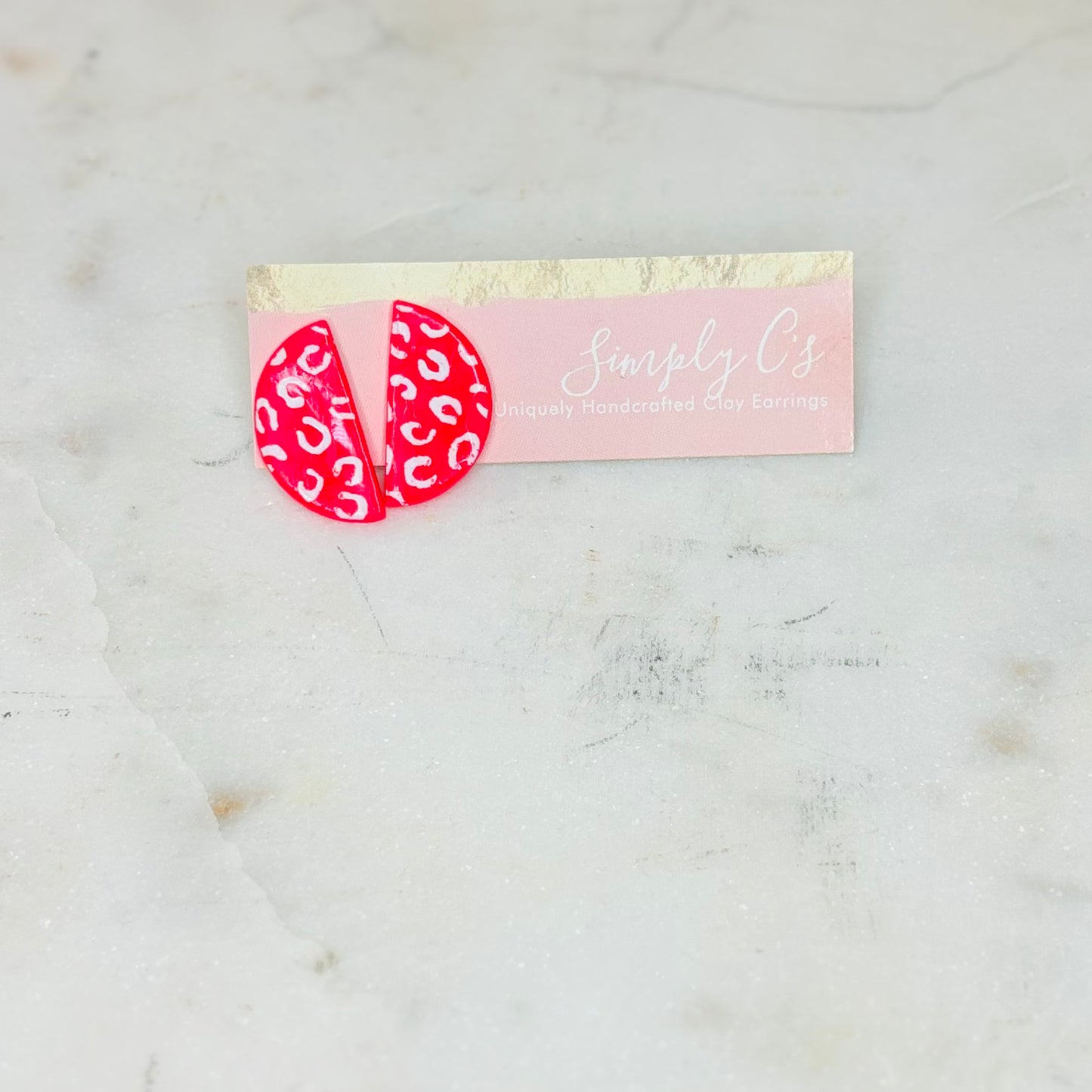 Hot Pink Cheetah Studs