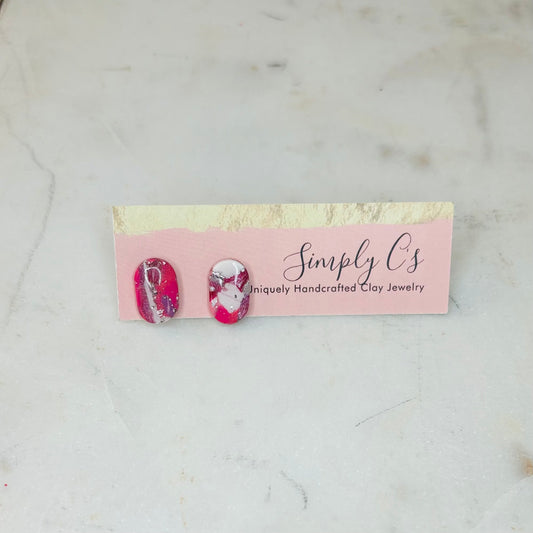 Pink Marble Pill Stud