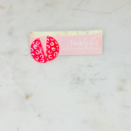 Hot Pink Cheetah Studs